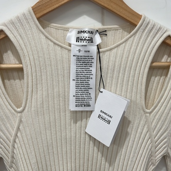 Wolford x Simkhai | NWT Contoured Rib Mini Dress in Ecrue - Size XS - Picture 9 of 11